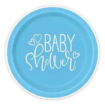 Blue Hearts Baby Shower Paper Plates 8 Pack