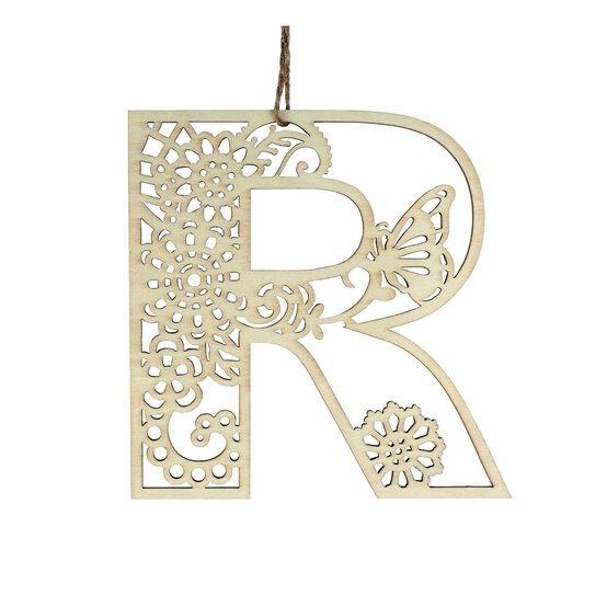 Wooden Filigree Hanging Letter R 12cm image number 3