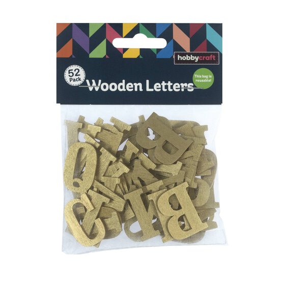 Gold Wooden Letters 52 Pieces image number 4