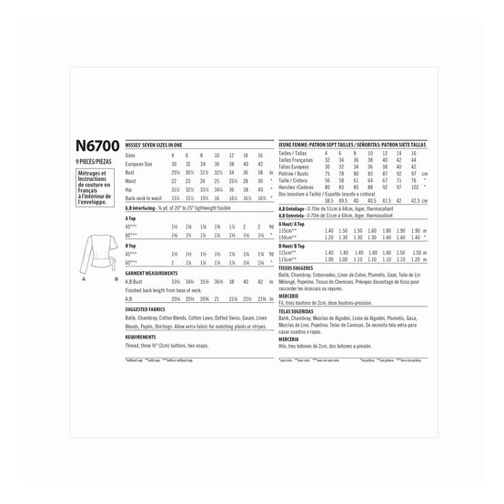 New Look Women&rsquo;s Top Sewing Pattern N6700 image number 2
