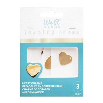 We R Makers Jewellery Press Gold Heart Charms 3 Pack 