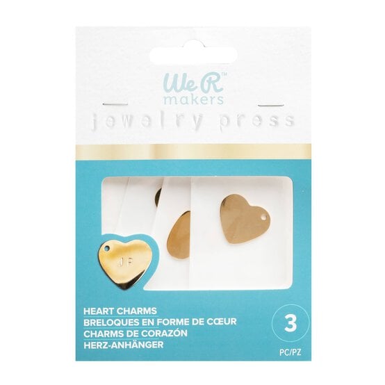 We R Makers Jewellery Press Gold Heart Charms 3 Pack  image number 1