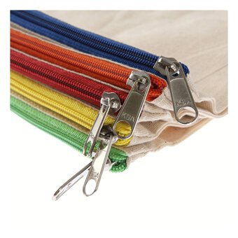 Assorted Cotton Zip Pouches 5 Pack