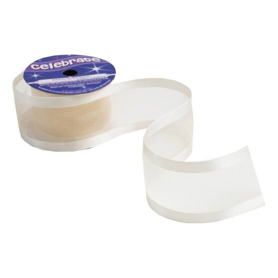 Ivory Organza Satin-Edged Ribbon 38mm x 4m image number 2
