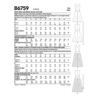 Butterick Dress and Sash Sewing Pattern B6759 (14-22)