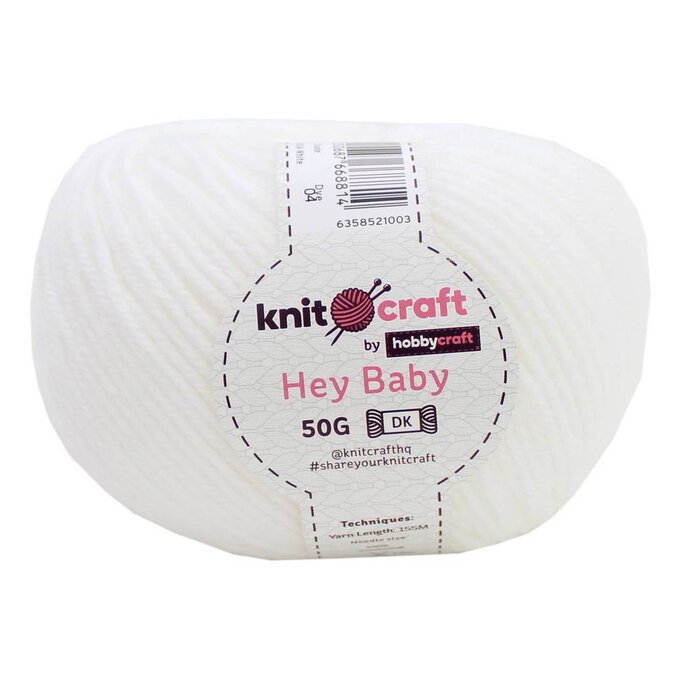 Knitcraft White Hey Baby DK Yarn 50g