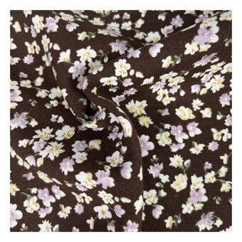 Brown and Pink Muted Floral Brushed Print Fabric by the Metre