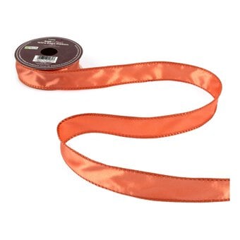 Peach Wire Edge Satin Ribbon 25mm x 3m image number 2