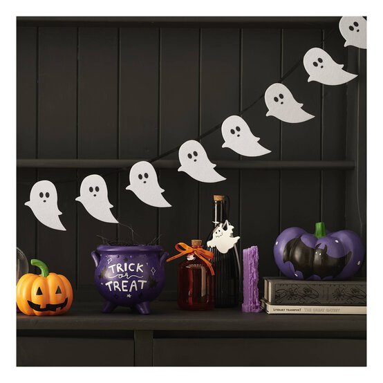 White Ghost Felt Garland 1.2m image number 2