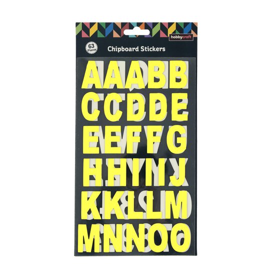 Yellow Neon Chipboard Alphabet Stickers  image number 4