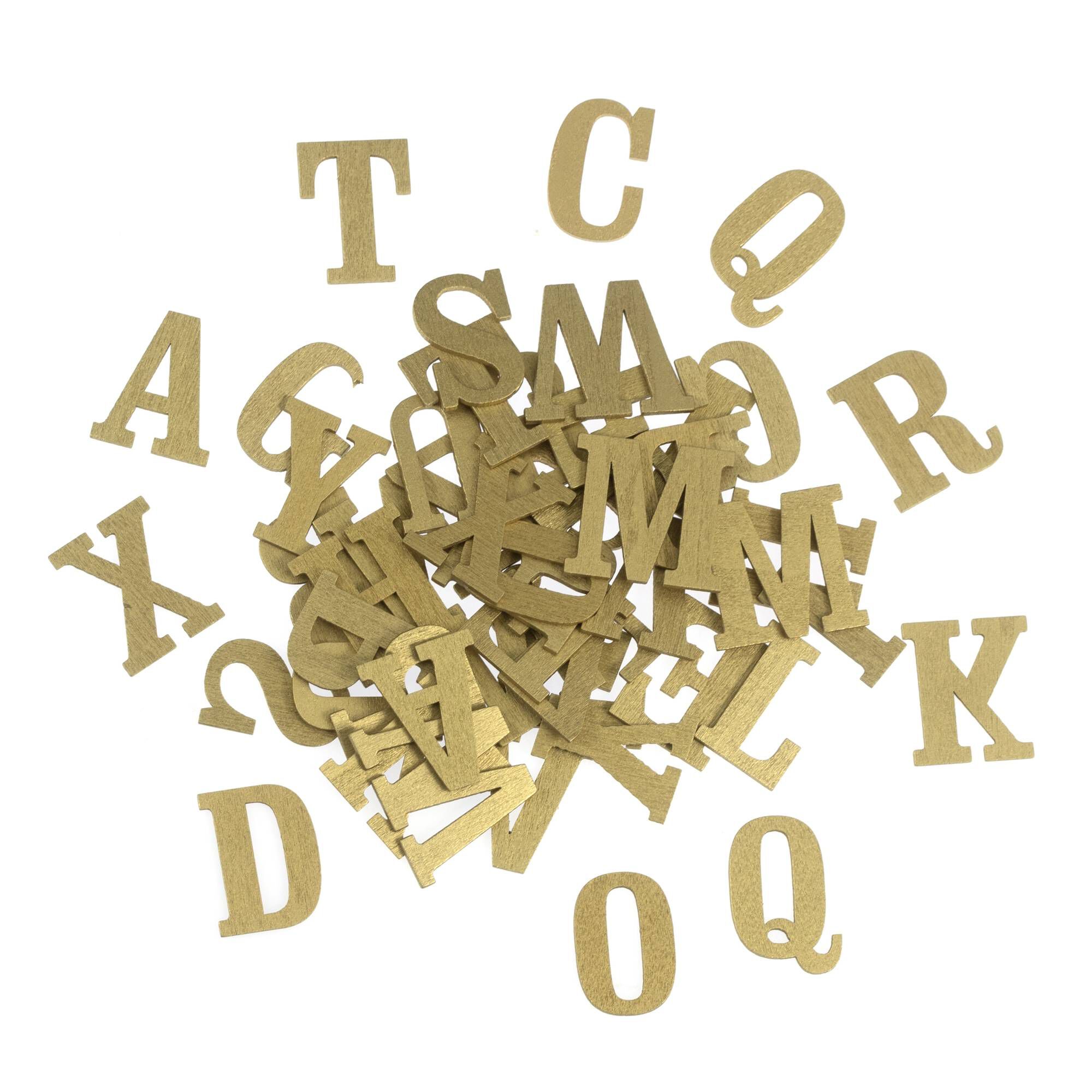 Gold Wooden Letters 52 Pieces | Hobbycraft