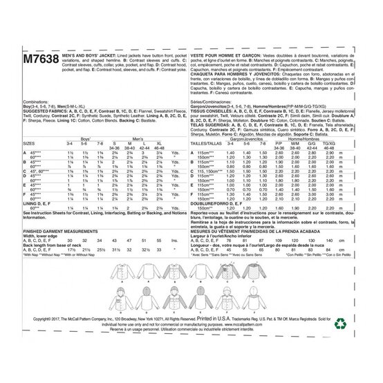 McCall's Boys' Jacket  Sewing Pattern M7638 (BOYS 3-8) image number 2