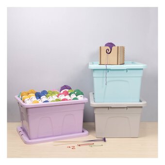 Whitefurze 32 Litre Pastel Purple Stack and Store Storage Box  image number 5