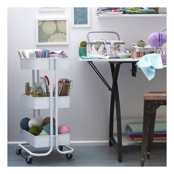 White and Coral Storage Trolley and Accessories Bundle image number 3