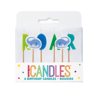 Dinosaur Pick Birthday Candles 6 Pack