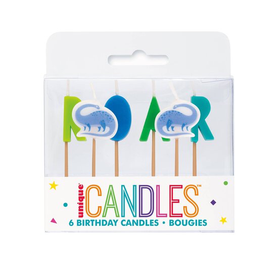 Dinosaur Pick Birthday Candles 6 Pack image number 1