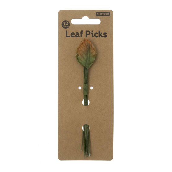 Mini Green and Orange Rose Leaves 12 Pack  image number 5