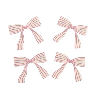 Striped Pink Bow Card Toppers 4 Pack