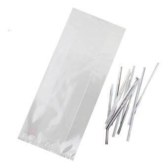 Clear Treat Bags with Ties 10 x 24cm 25 Pack