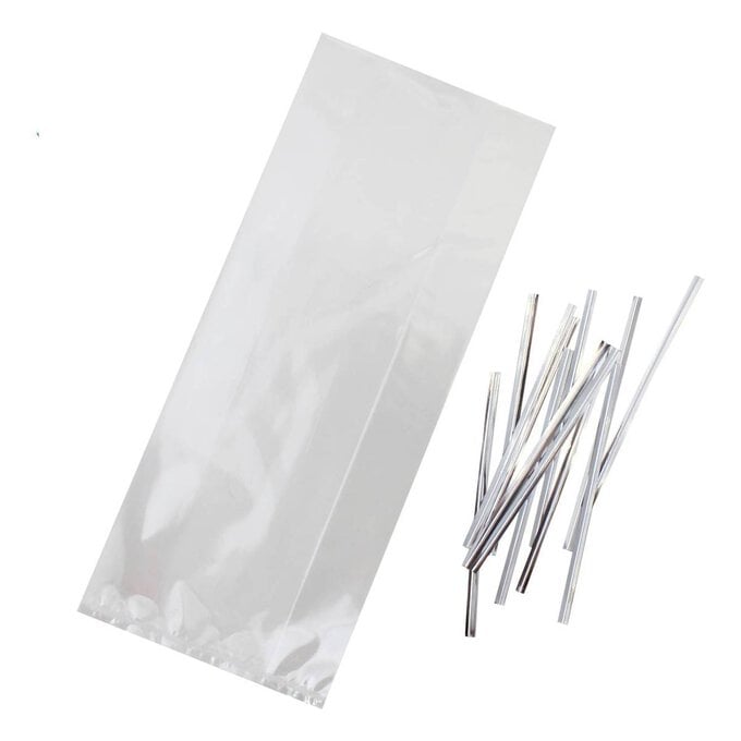 Clear Treat Bags with Ties 10 x 24cm 25 Pack image number 1