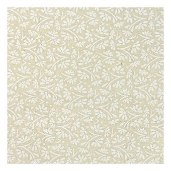 Ivory Flower Stem Cotton Fabric by the Metre