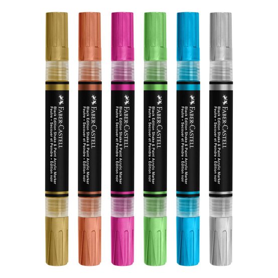Faber-Castell Metallic Shake & Paint Acrylic Marker 6 Pack image number 2