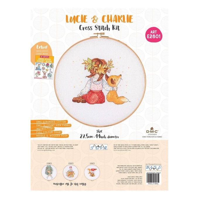 Lucie and Charlie Cross Stitch Kit with Hoop 11 Inches image number 1