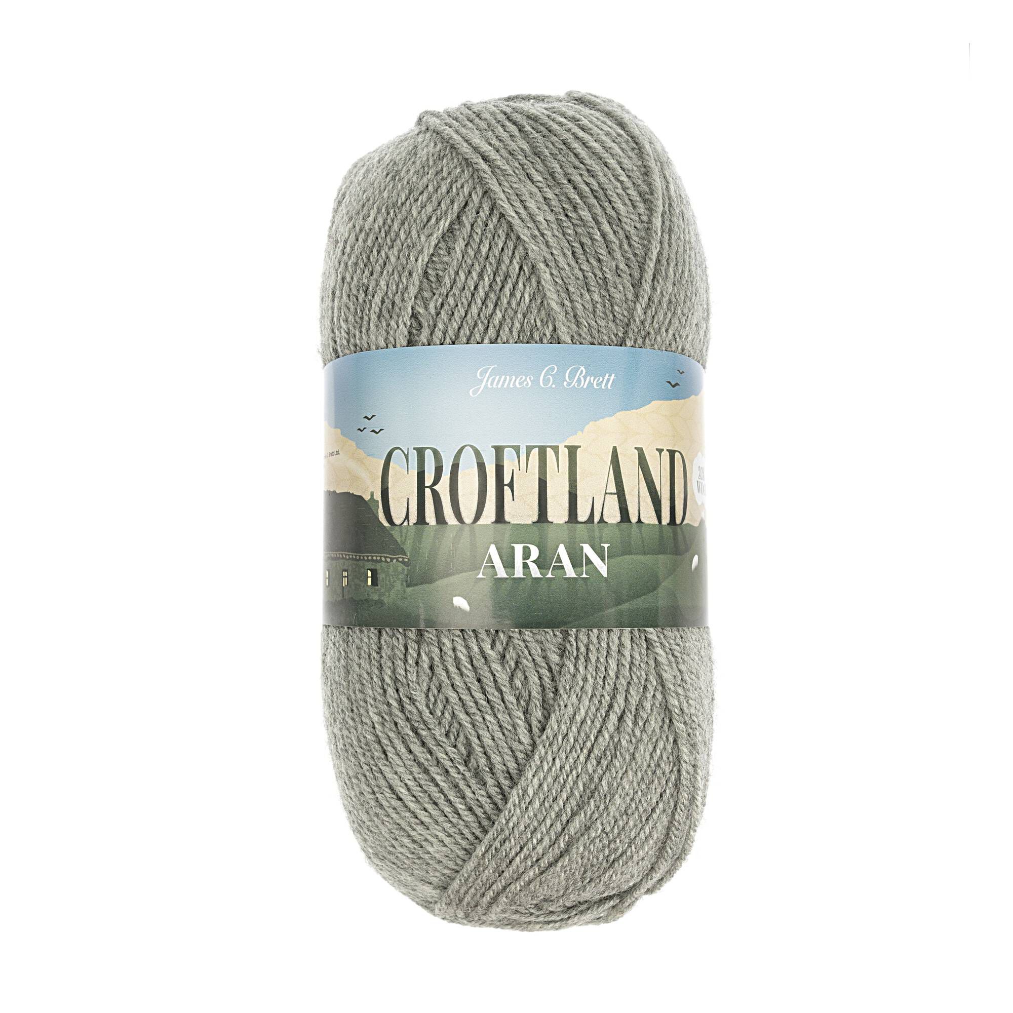 James C Brett Light Grey Croftland Aran Yarn 200g Hobbycraft