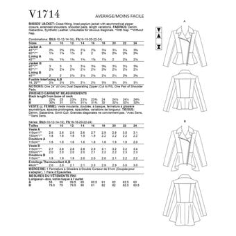 Vogue Women’s Jacket Sewing Pattern V1714 (8-16)
