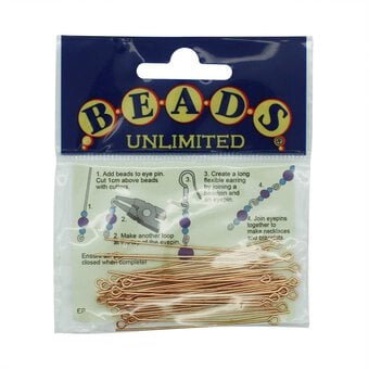 Beads Unlimited Rose Gold Plated Eyepins 50mm 45 Pack image number 2