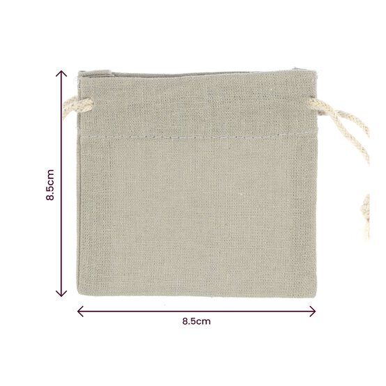 Grey Mini Cotton Drawstring Bags 5 Pack image number 3