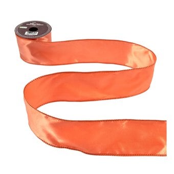 Peach Wire Edge Satin Ribbon 63mm x 3m image number 2