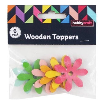 Daisy Wooden Toppers 6 Pack image number 3