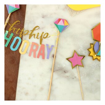 Whisk Hip Hip Hooray Cake Toppers 6 Pieces