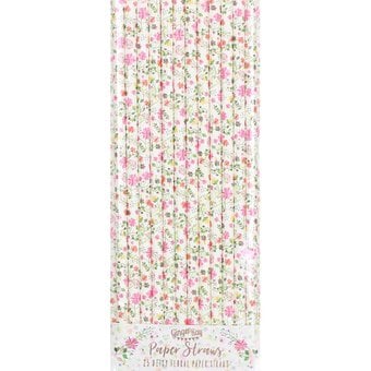 Ginger Ray Ditsy Floral Paper Straws 25 Pack image number 3