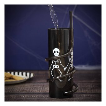 Black Twisted Straw Skeleton Cup 380ml 