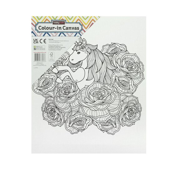 Unicorn and Flower Colour-in Canvas image number 4