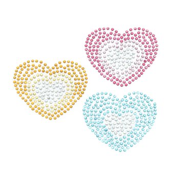 Heart Iron-On Gem Motifs 3 Pack