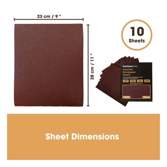 Furniture Clinic Assorted Sandpaper Sheets 23cm x 28cm 10 Pack image number 4