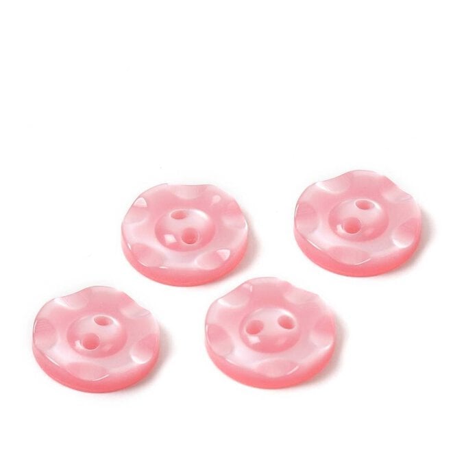 Hemline Pink Basic Scalloped Edge Button 4 Pack image number 1