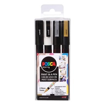 Uni-ball Posca PC-3M Mono Tones Marker Pens 4 Pack