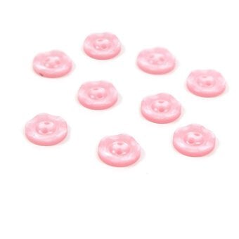 Hemline Pink Basic Scalloped Edge Button 9 Pack