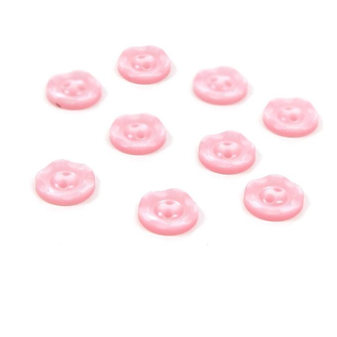 Hemline Pink Basic Scalloped Edge Button 9 Pack image number 1