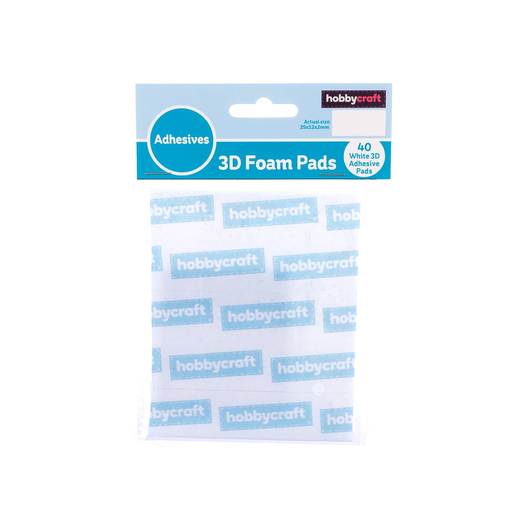 Adhesive Foam Pads 25mm x 12mm x 2mm 40 Pack Hobbycraft