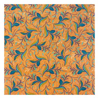 Artisan Orange Leaves Cotton Fabric by the Metre
