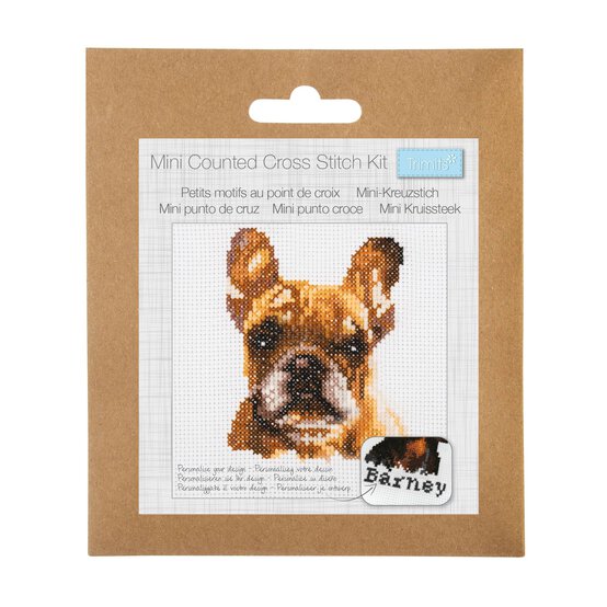Trimits French Bulldog Counted Cross Stitch Kit 13cm x 13cm image number 1