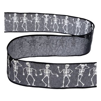 Skeleton Wire Edge Printed Ribbon 63mm x 3m