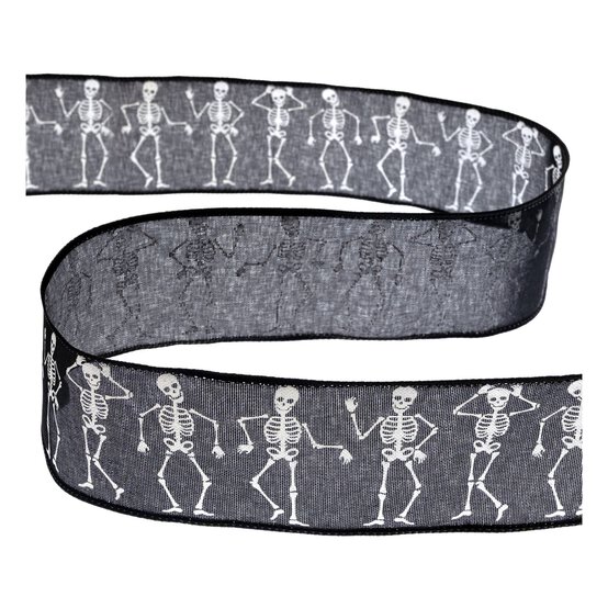 Skeleton Wire Edge Printed Ribbon 63mm x 3m image number 2