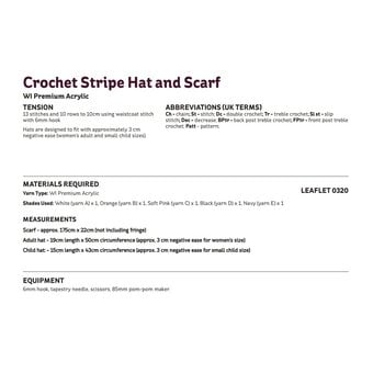 Knitcraft Crochet Stripe Hat and Scarf Digital Pattern 0320 image number 3