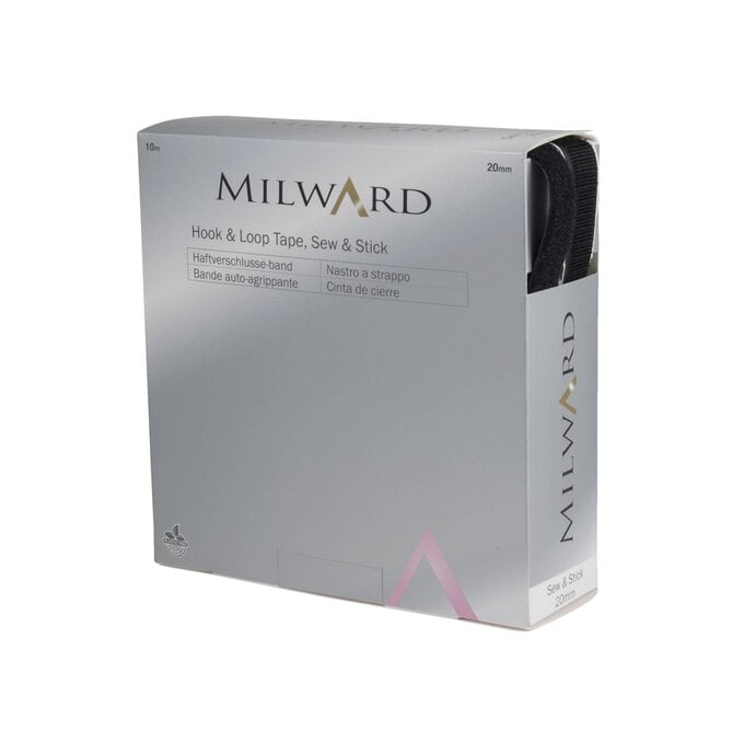 Milward Black Sew & Stick Hook and Loop Tape by the Metre image number 1